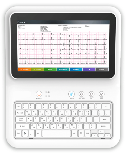 MDPro Guardian ECG 12-Channel Resting ECG Machine with 10.1-inch touchscreen display and advanced cardiac diagnostic capabilities